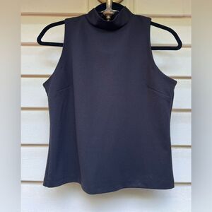 New York & Company black sleeveless blouse, back zipper, standup neck, size S
